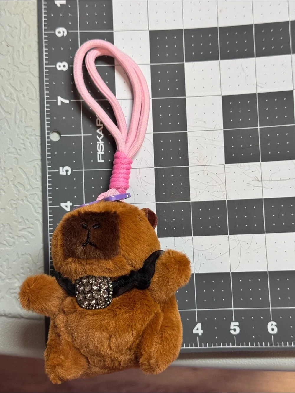 Plush Capybara Bag Charm Keychain Purple Sunglasses Rhinestone Collar NIP